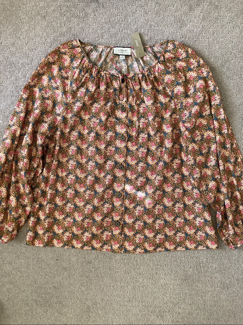 NWT J. Crew Collection cotton Ratti Prism floral blouse, XL.